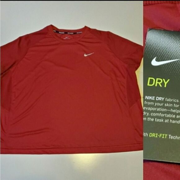 3X NEW NIKE DRI-FIT CREW NECK BRICK RED TECH short sleeve shirt TOP 3 X 3XL NWT - Picture 1 of 6